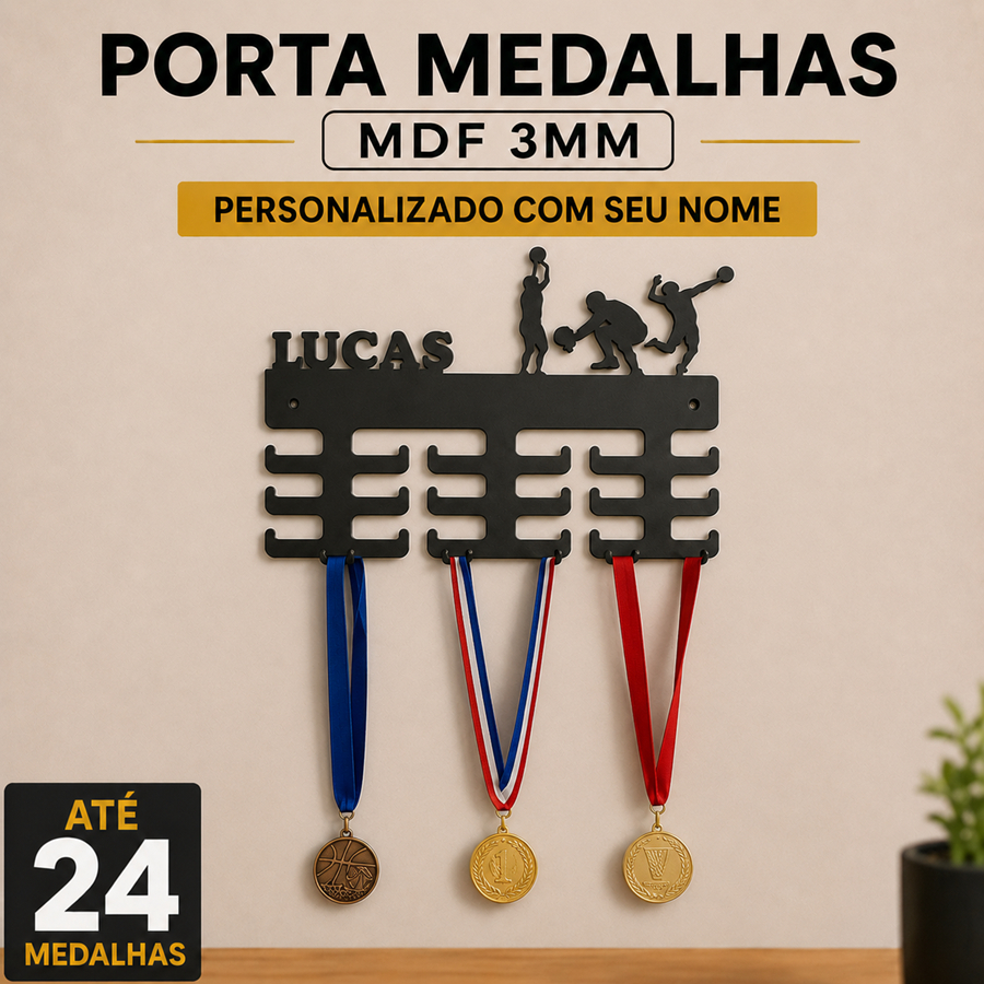 Porta Medalhas Personalizado Com Nome | Suporte Para Medalhas todos os esportes em MDF 3MM