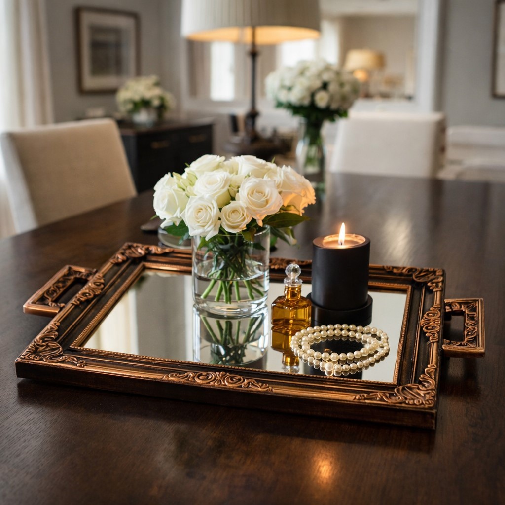 Bandeja Espelhada para Decoração Casa Casamento Luxo Modelo Enfeite de Mesa