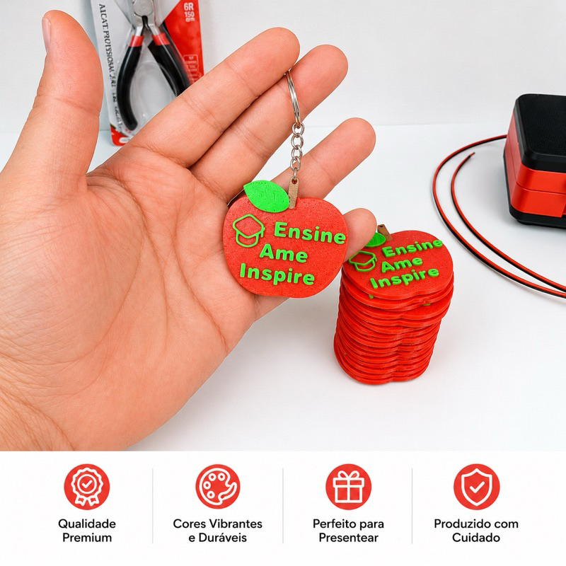 Chaveiro Professor(a) Personalizado Ensine Ame Inspire | Impressão 3D | Lembrancinha para Educadores