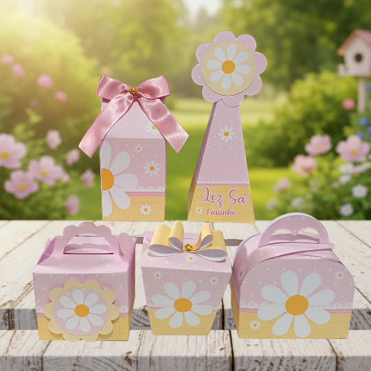 KIT CAIXINHAS PERSONALIZADAS MARGARIDA LEMBRANCINHA DE FESTA INFANTIL;ANIVERSÁRIO/PEGUE E MONTE