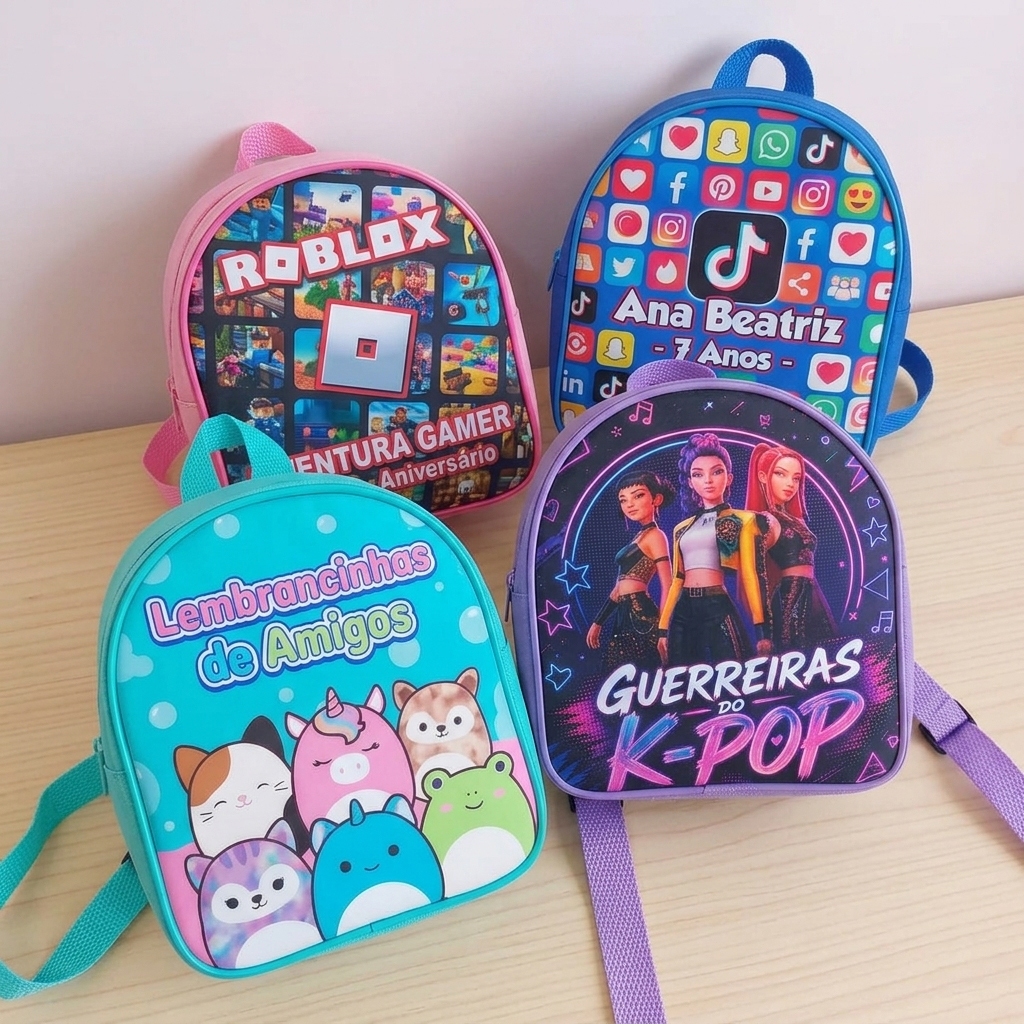 Kit Mochilinhas Personalizadas Qualquer Tema Lembrancinha Aniversário Infantil Festa Escolar Estampa Alta Qualidade