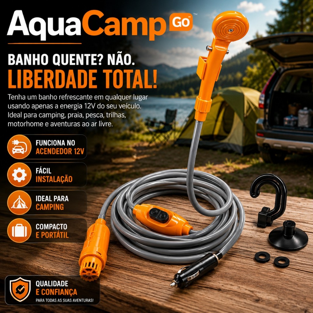 Chuveiro Portátil Camping 12V para Carro ,Motorhome ,Trailer ,Barco Viagem / WSR MIX STORE