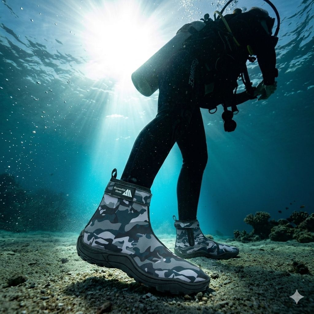 Bota Aquatica Cano Curto Confortavel Proteção Para Os Pés Antiderrapante Velcro Ziper Lateral
