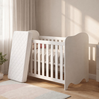 Berço Cama Mini Infantil Com Colchão Incluso Multifuncional 2 Em 1 Grade Segurança Compacto 110x60cm