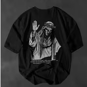 Camiseta Oversized Masculina Preta Estampada DTF Premium Streetwear Algodão Fio 30.1 Camisa Casual Confortável