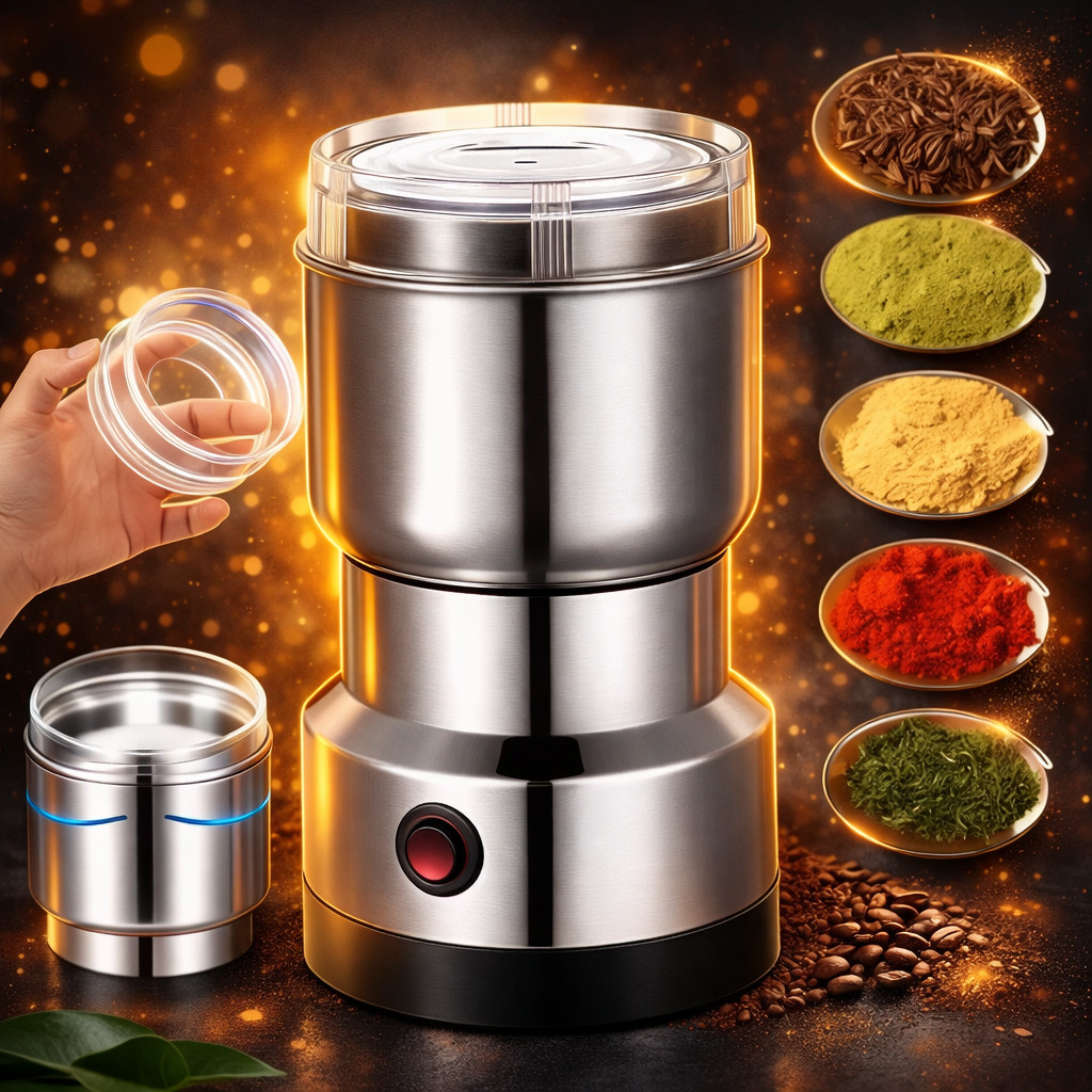 Moedor Elétrico de Grãos de Café Profissional 150W Lâminas Aço Inox Compacto Multifuncional 110V Triturador para Especia