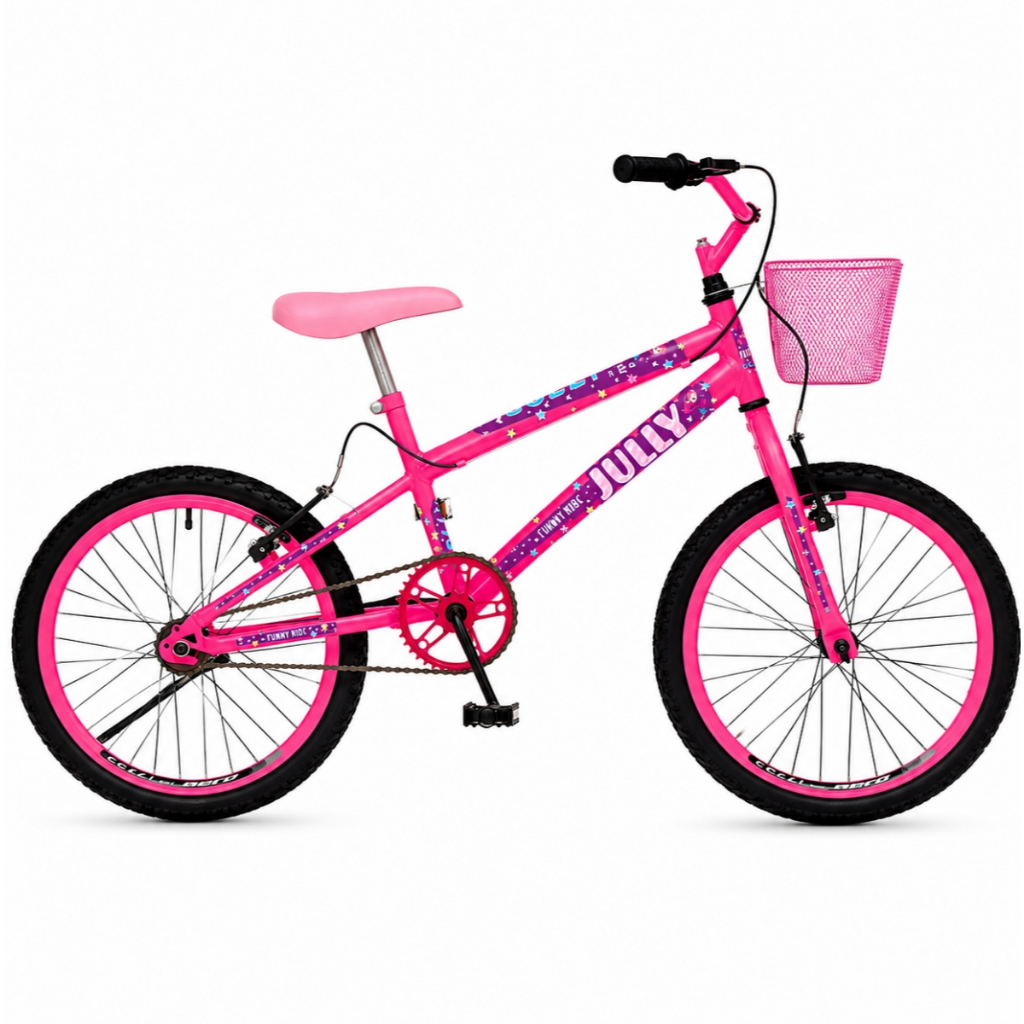 Bicicleta Infantil Jully Aro 20 Com Cesta Cor Rosa Colli