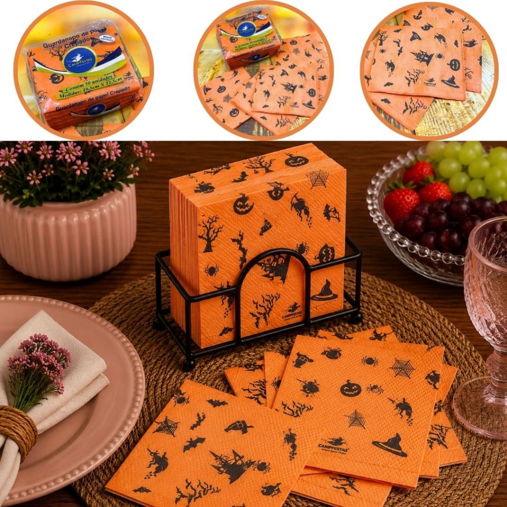 50~300 GUARDANAPOS HALLOWEEN LARANJA FESTA 19,5 X 22,5 CAMPFESTA (CHOCO)