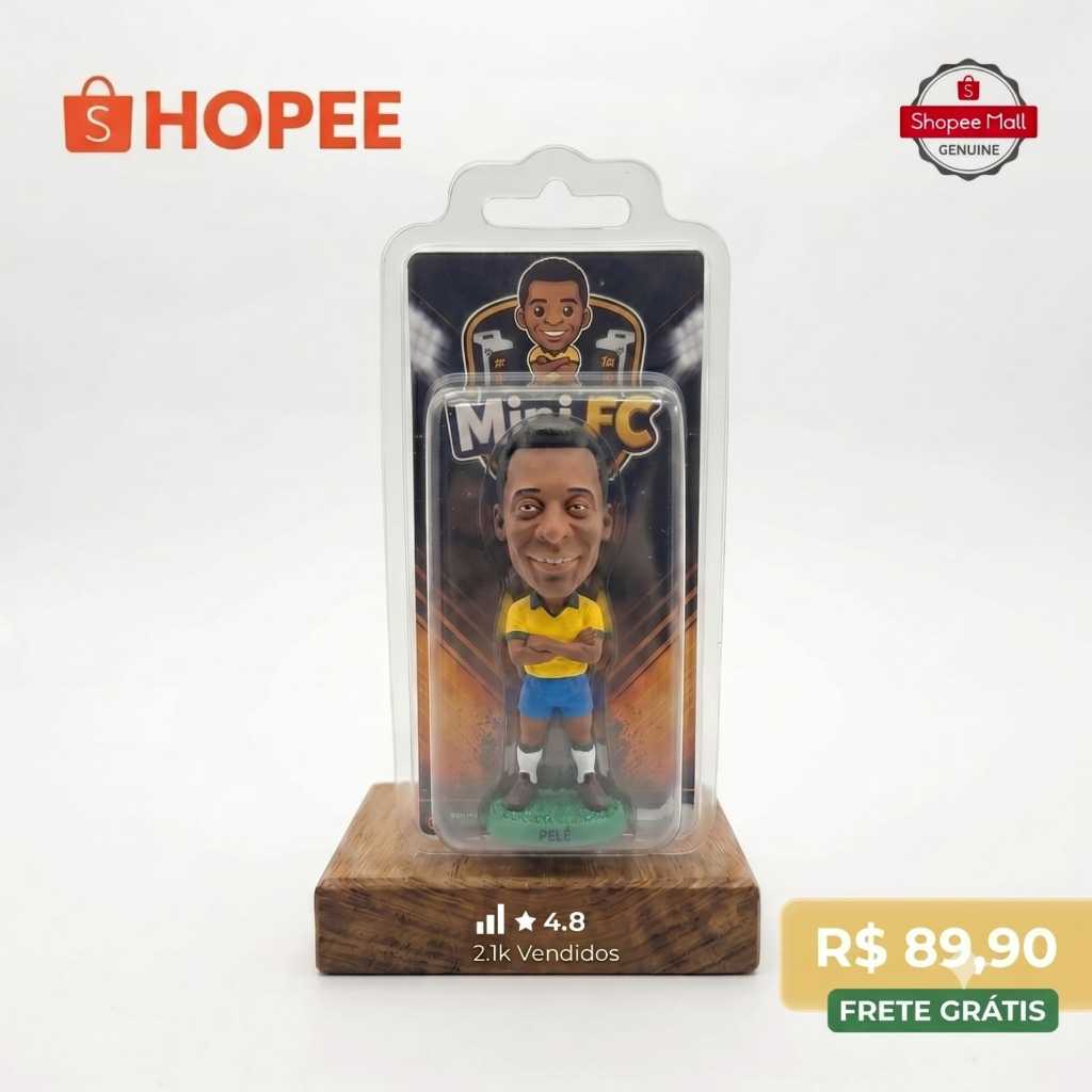 Boneco Mini Craque Pelé Seleção Brasileira Colecionável Presente  Futebol Miniatura Uniforme Brasil Craque Eterno Mini