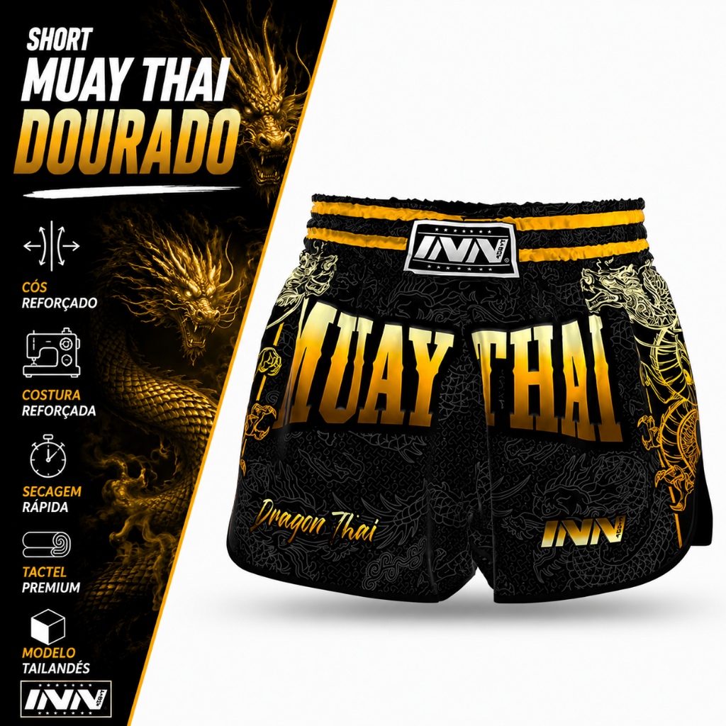 Bermuda Muay Thai Tecido Leve Tailandês Masculino e Feminino