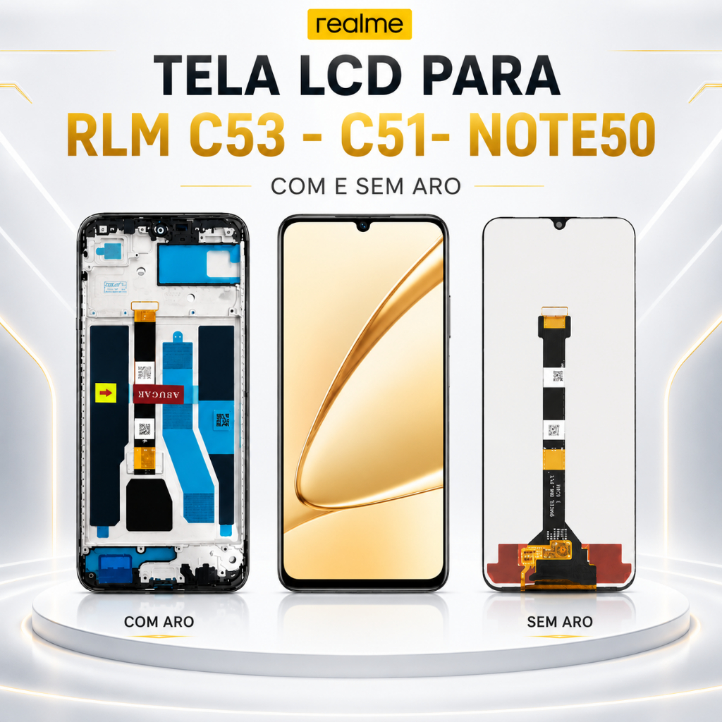 Frontal Tela Display Touch LCD Completa com e sem Aro Realme C53 C51 Note 5O