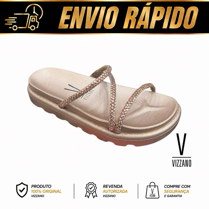 Sandália Vizzano Papete Feminina Brilho Confortável Elegante Casual – Ref. 6459.318