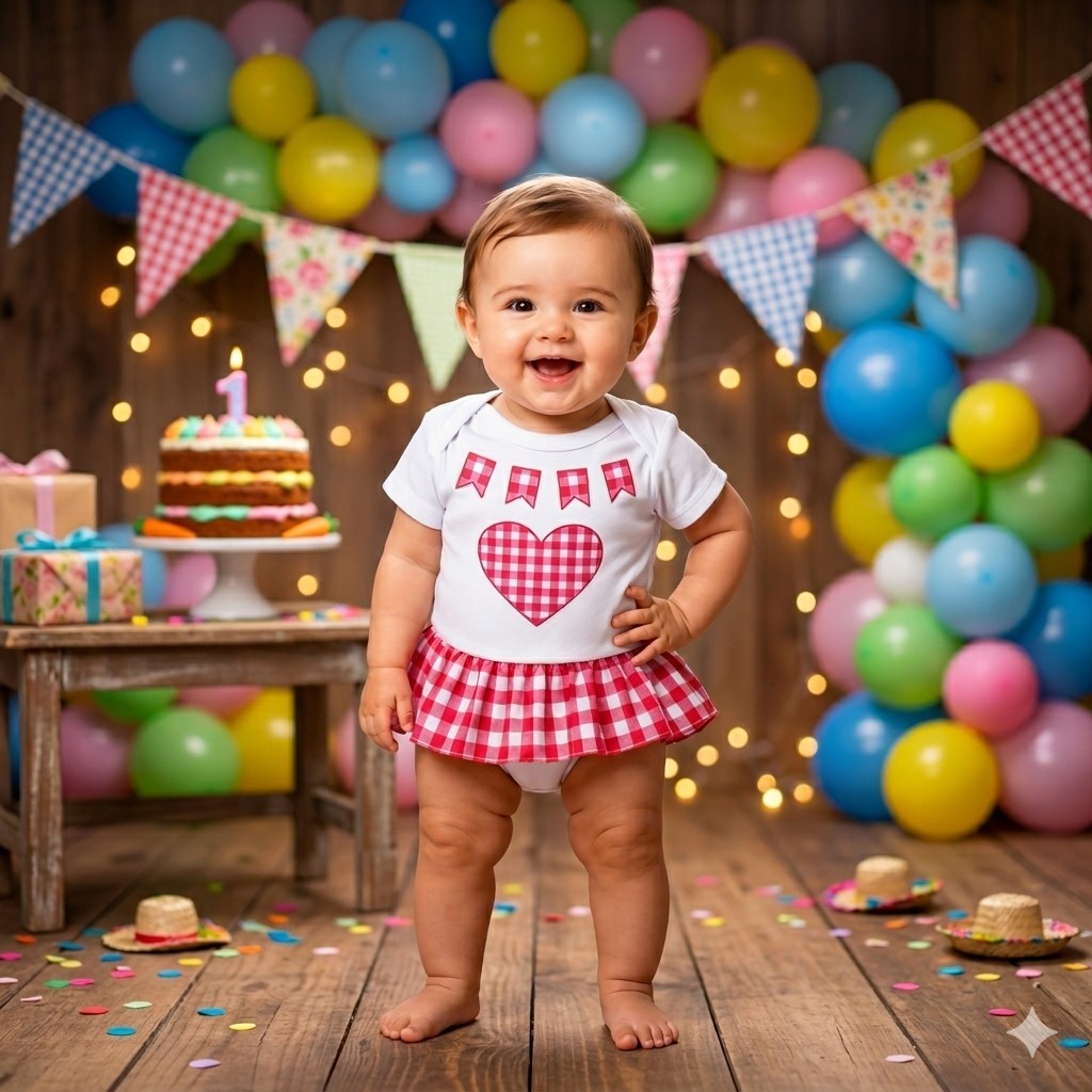 Body Junino Menina com Saia Xadrez Rosa – Roupa Festa Junina Bebê Infantil Caipira Delicado