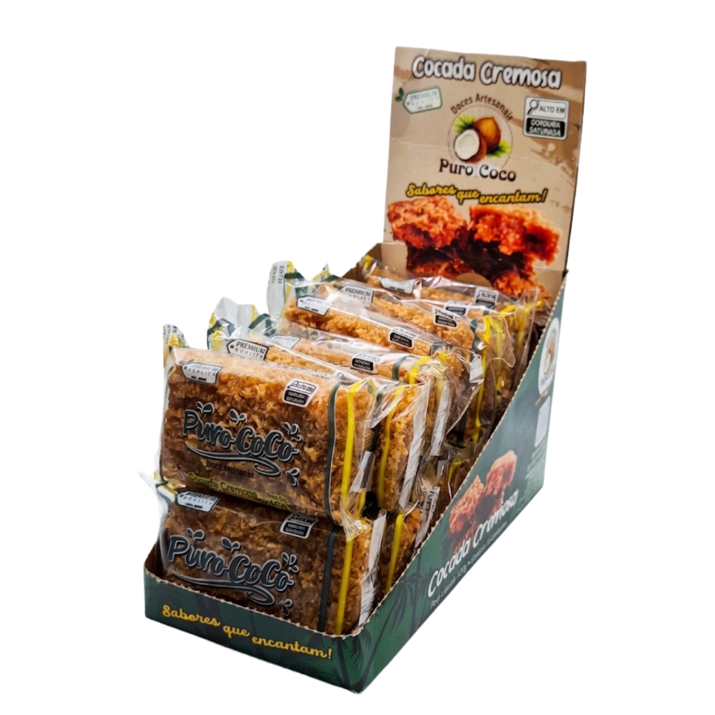Cocada Cremosa Doce de Leite 45g Caixa com 16 Unidades-Puro Coco