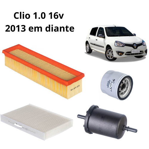 Kit Revisão Renault Clio 1.0 16v 2013 em Diante Filtros de Ar Óleo Cabine e Combustível