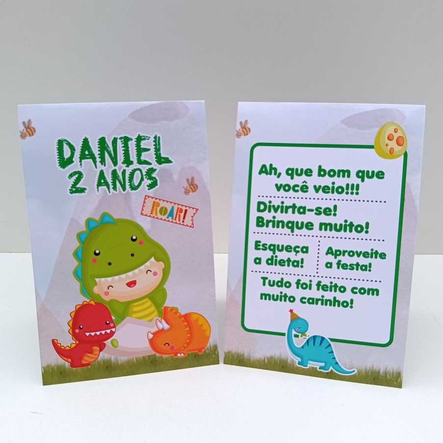 Plaquinha de Agradecimento Dinossauro Baby Menino l Personalizados l Lembrancinha de Festa l Aniversário