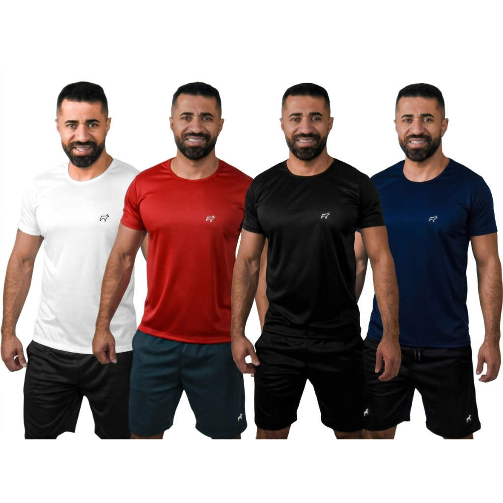 Kit 4 Camisetas Parvori Masculina Dry Fit Esporte Corrida Treino