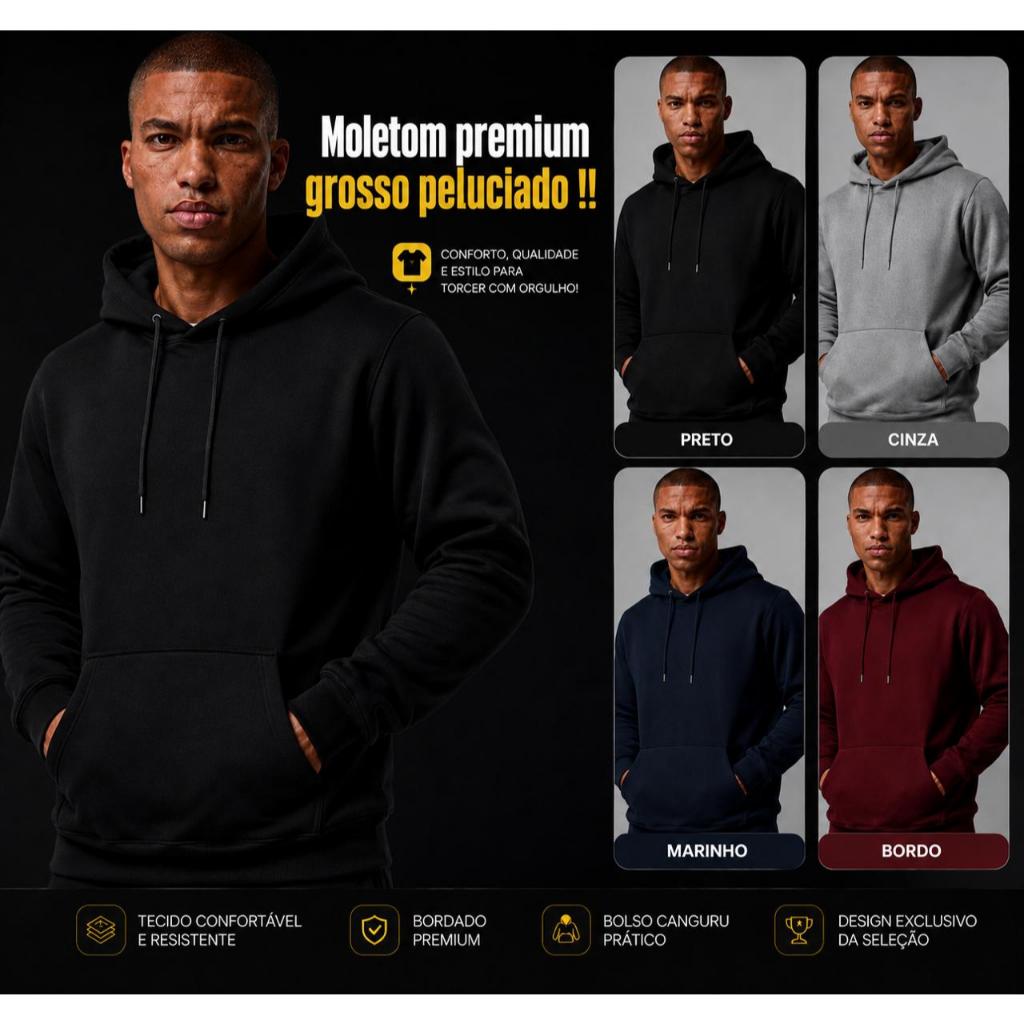 Moletom Masculino Estiloso Casaco Masculino Canguru Blusa de Frio Masculina Moletom Peluciado P a G3