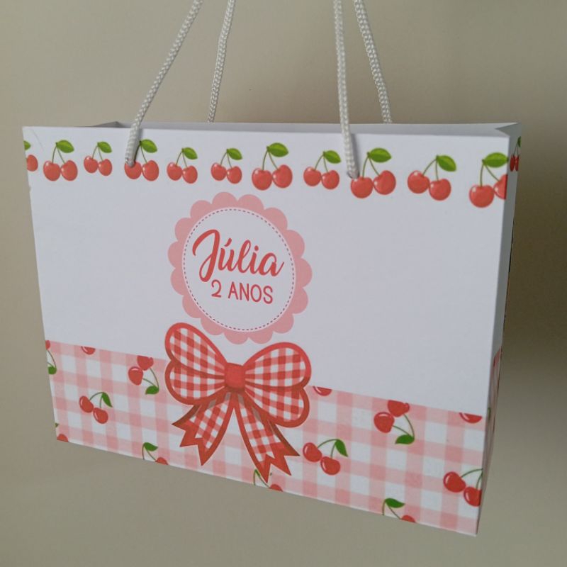10 | 20 | 30 Sacolinhas Surpresa Lembrancinha Personalizada Cerejinha - PEGUE E MONTE - Sacolinha Cereja