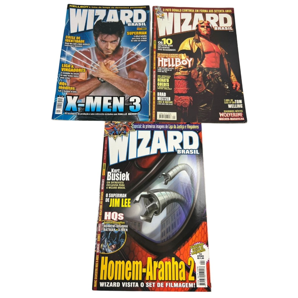 3 Revistas Hq Wizard Brasil X-men, Homem-aranha 2 E Hellboy