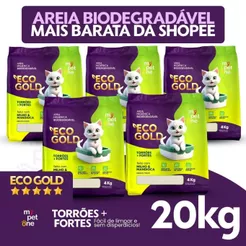 Kit 5 Areia Biodegradável Milho e Mandioca para Gatos Cat Bio Eco Gold Grãos Finos MyPetOne - 20Kg