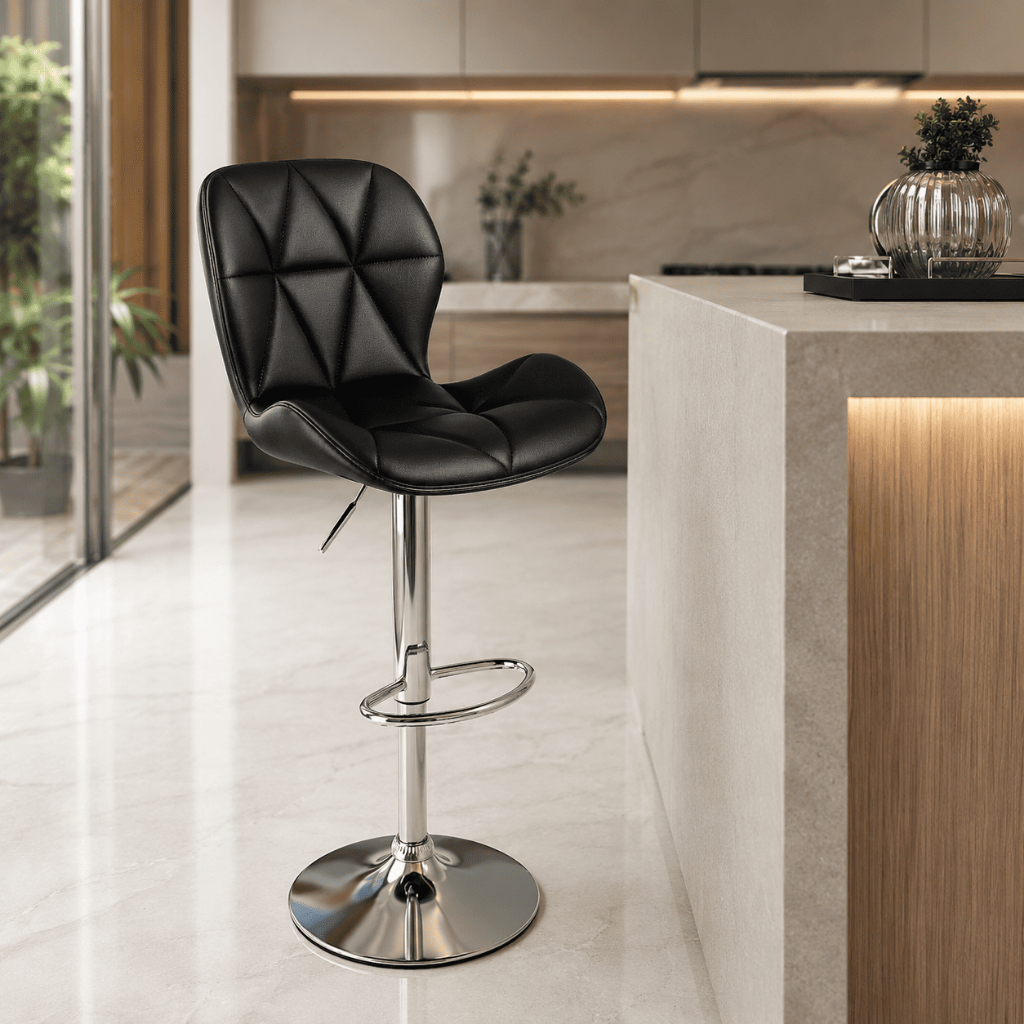 Banqueta Slim Estofada Giratória c/ Regulagem Cozinha Sala Escritório Clínica Salão Conforto