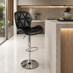 Banqueta Slim Estofada Giratória c/ Regulagem Cozinha Sala Escritório Clínica Salão Conforto