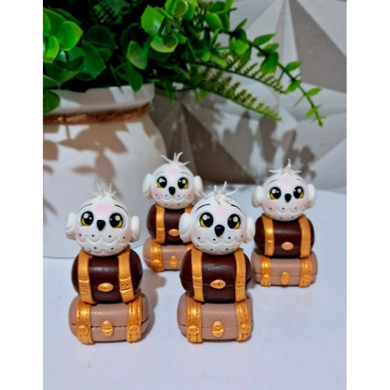 Kit com 3 apliques coruja Edwiges  - Harry Potter em biscuit