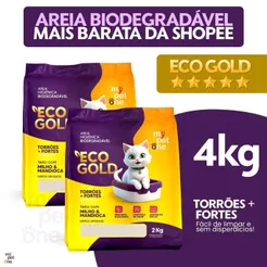 Kit 2 Areia Biodegradável Milho e Mandioca para Gatos Cat Bio Eco Gold Grãos Grossos MyPetOne - 4Kg