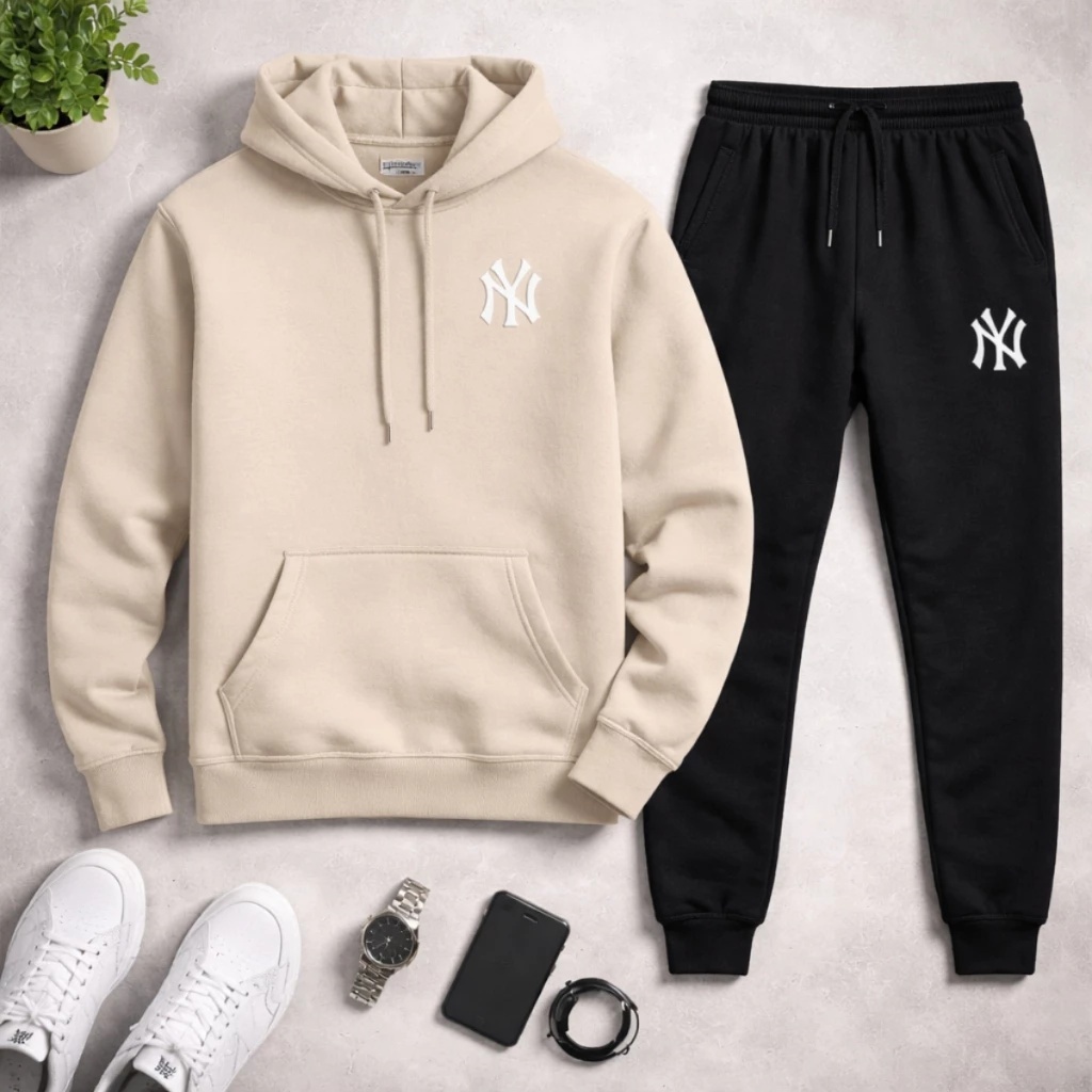 Conjunto Canguru New York Blusa de Moletom com Calça de Moletom Kit Masculino Frio Inverno