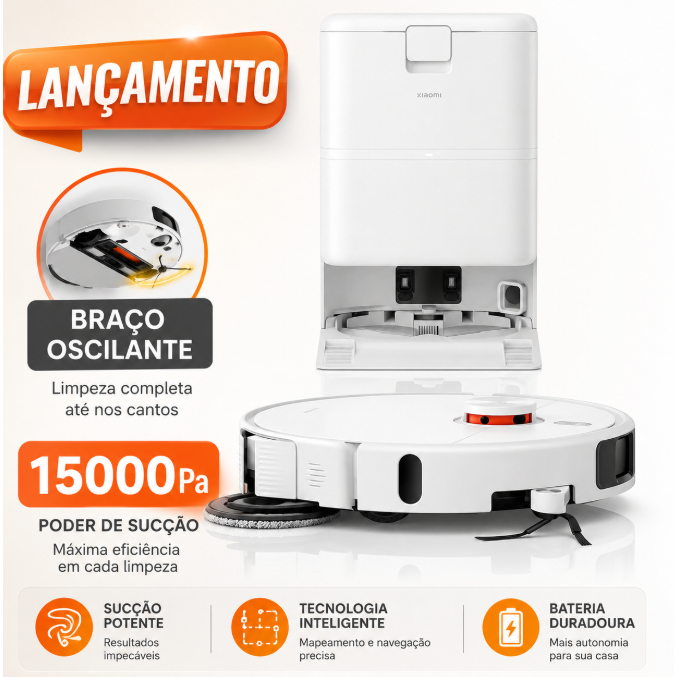 Robô Aspirador Vacuum H50 Pro Mop Giratório Lavagem automática Estação autolimpante e Agua Quente - Sucção de 15.000Pa