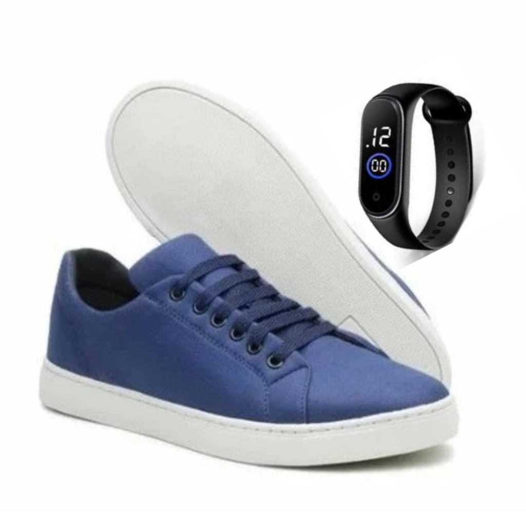 Tênis Sapatênis Masculino + Relógio Digital Casual Verão Moda Promoção