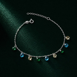 Pulseira Prata 925 Legítima com Pedras Coloridas Delicada e Elegante