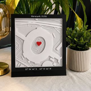 Quadro Mapa 3D Personalizado com Data e Coordenadas Dia dos Namorados Aniversário ou Datas Especiais