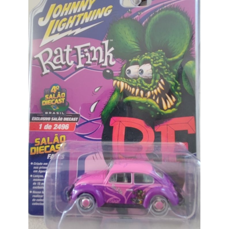 Fusca Volkswagen Beetle 1965 Rat Fink Johnny Lightning ( escala 1.64 ano 2023)