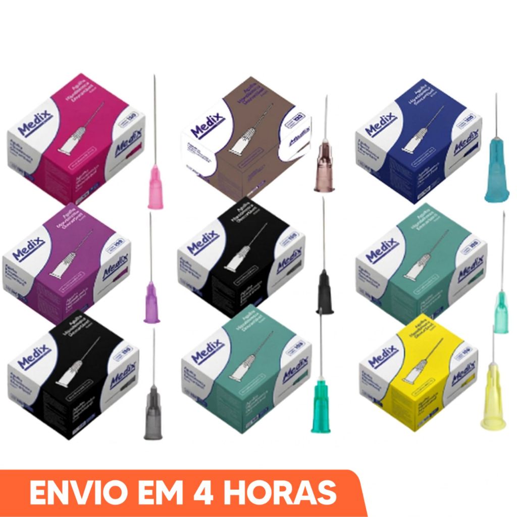 Agulha Hipodérmica Descartável Todos Tamanhos 100un Medix