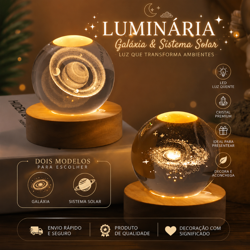 Imagem Luminaria Esfera Galaxia Decorativa Luz Noturna Ambiente Relaxante globo 3D led usb