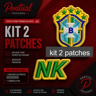 kit 2 patch bordado B R A S A O + N K EKIT 2 PATCH BORDADO BRASIL 6 X 8 CM COM TERMOCOLANTE KIT 3 PATCH BORDADO BRASIL