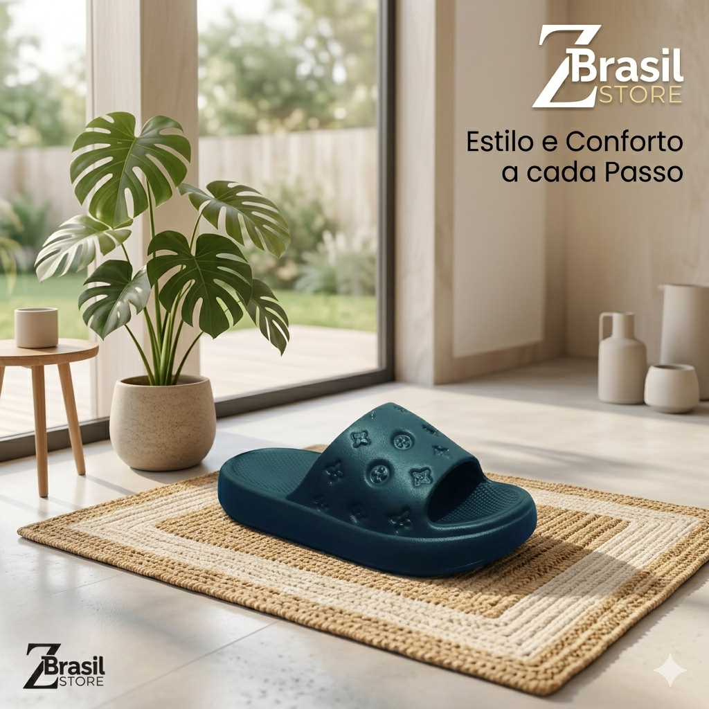 Chinelo Slide Nuvem Feminino EVA Macio Antiderrapante Confortável Leve Unissex Casual Preto