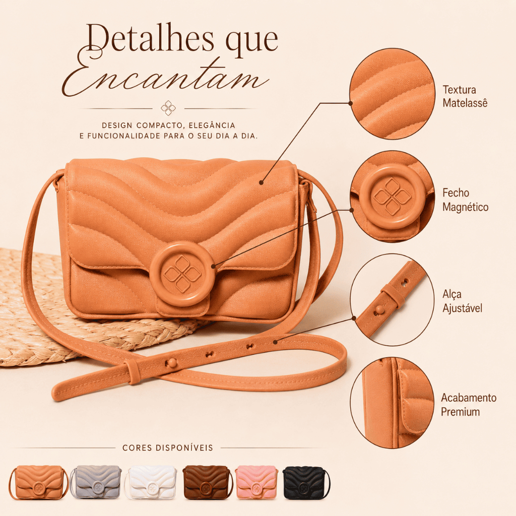 Bolsa Feminina Transversal Pequena Keite Tiracolo Compacta PVC Casual Elegante — imagem 2 de 2