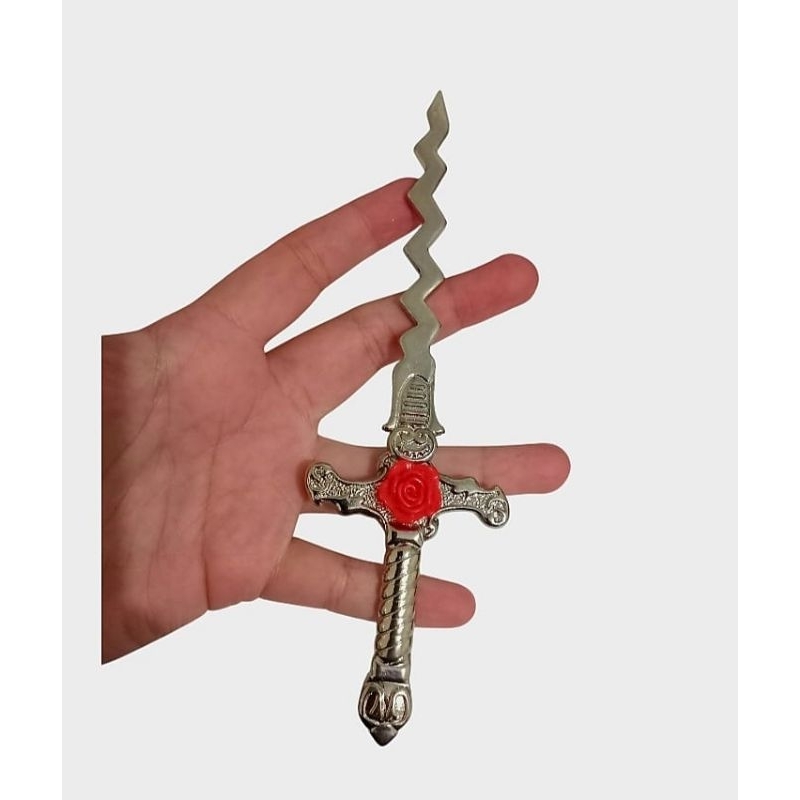PUNHAL ADAGA PERSONALIZADA PARA POMBA GIRA & CIGANAS ROSA VERMELHA 17CM