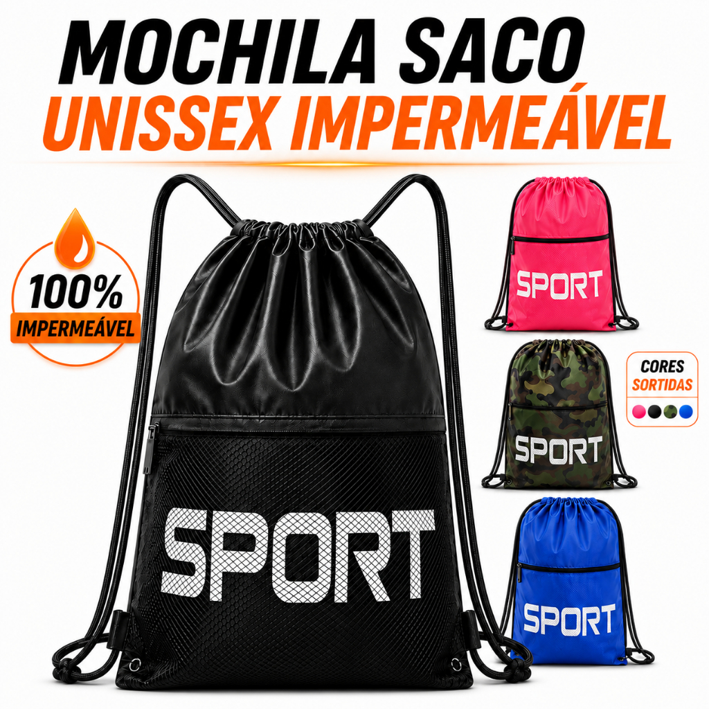 Bolsa Academia Unissex impermeável Mochila Bolsa Sacola Feminina Masculina