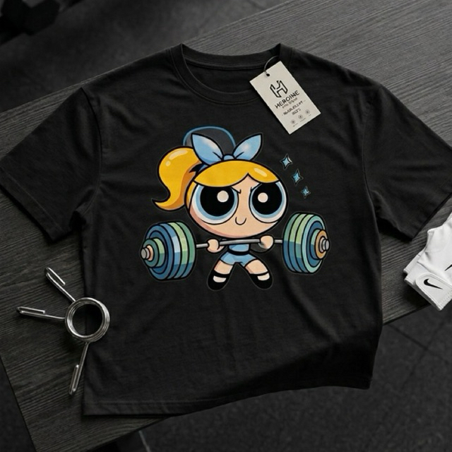 Camiseta Feminina academia Meninas Superpoderosas Academia Levantando Peso