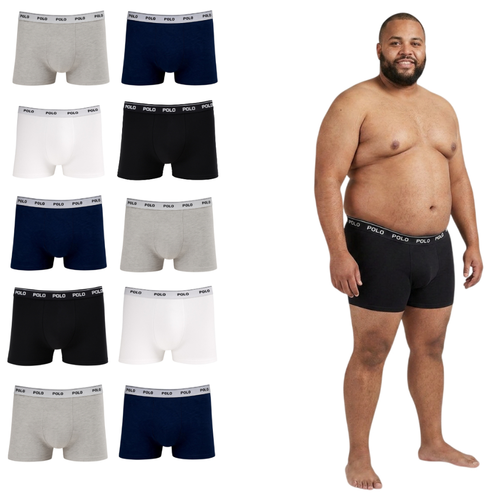 Kit 10 Cuecas Boxer Masculina Polostar Cotton Algodão Plus Size Confortável G1 a