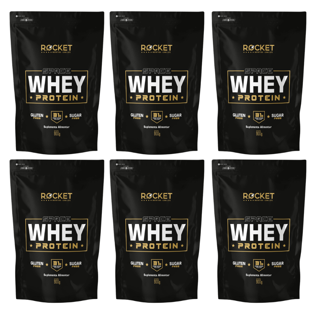 6x Whey Protein Space Rocket 900g Ganho De Massa Muscular