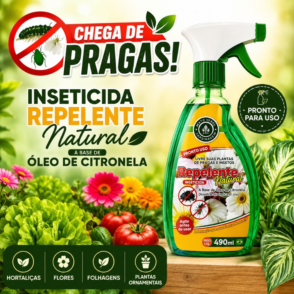 Inseticida Natural Pronto para Uso Repelente para Plantas Jardim Hortaliças Flor Óleo de Citronela