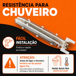 Resistência elétrica para Chuveiro Lorenztti 220V(7500W)–Modelos: Advanced, Advanced Turbo, Top Jet