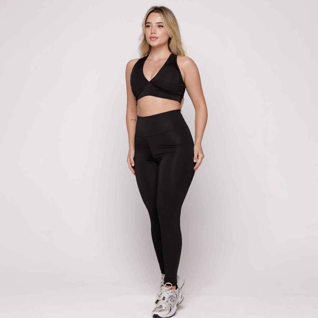 Conjunto Fitness Preto Fitness Academia Casual Basico AQN SPORT