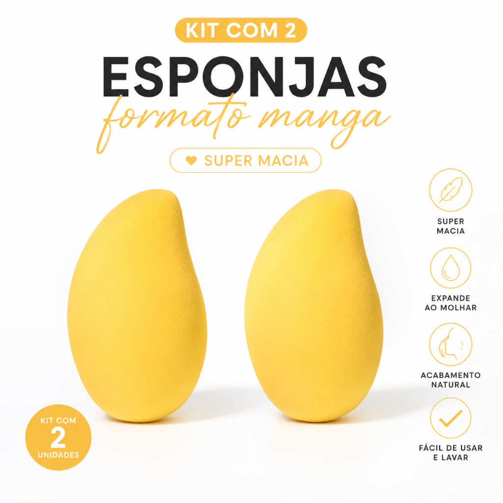 Esponja Facial Em Formato De Manga com 02 Unidades ou 01 Unidade