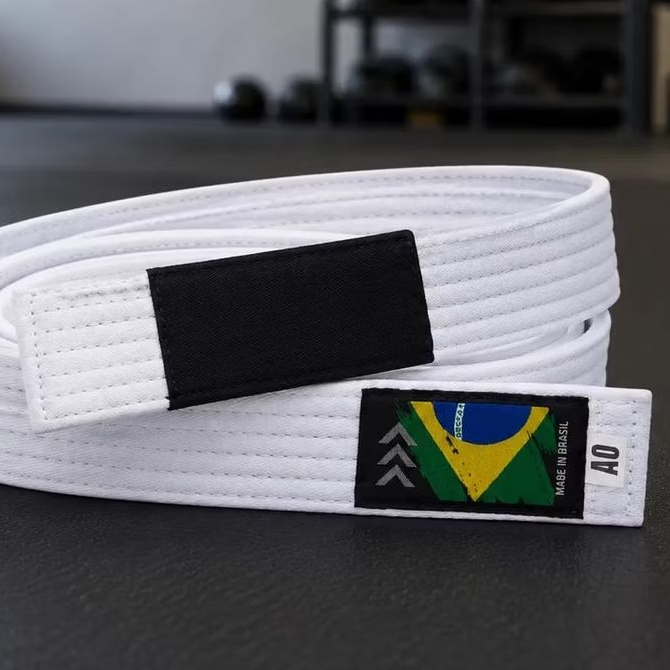 Faixa Jiu Jitsu Reforçada Tradicional 100% Algodão 6 Costuras Ponta Graduação Infantil Adulto